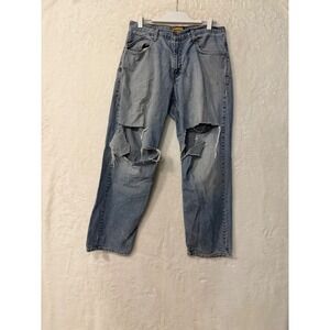 Silver Tab Baggy Jeans Mens Light Wash Distressed Skater Grunge Denim Pants